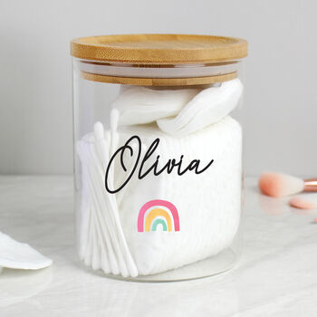 Rainbow Personalised Glass Storage Jar Bamboo Lid, 4 of 4