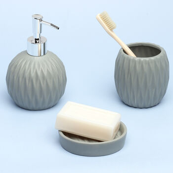 G Decor Grey Pattern Ceramic Bath Accessory Set, 2 of 7