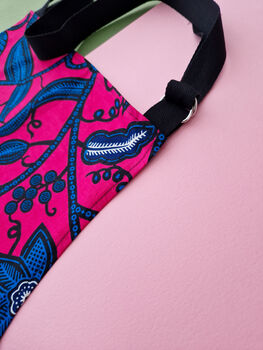 African Print Apron | Pink Leaf Omolara Print, 2 of 6