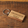 Bramble Farm 'Grandad's Shed' Rectangular Oak Keyring, thumbnail 1 of 2