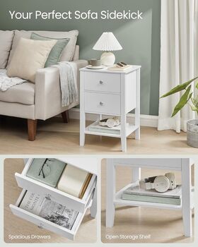 Set Of One/Two Bamboo Bedside Table Cloud White, 5 of 6