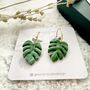 Monstera Marbled Leaf Polymer Clay Earrings, thumbnail 3 of 4