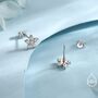 Uncoloured Forget Me Not Flower Cz Stud Earrings, thumbnail 3 of 12