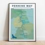 Personalised Pennine Way Art Print With Map, thumbnail 5 of 10