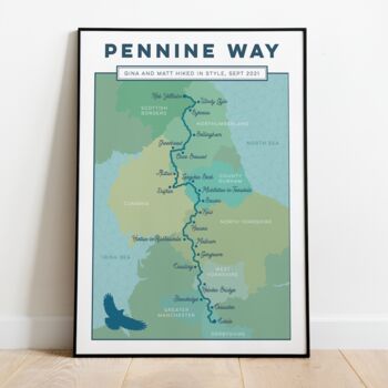 Personalised Pennine Way Art Print With Map, 5 of 10