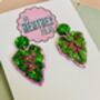 Chinese Evergreen Leaf Glitter Resin Earrings, thumbnail 3 of 5