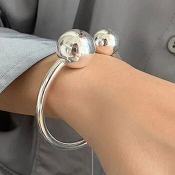 Adjustable Silver Plated Double Ball Bangle, 3 of 5