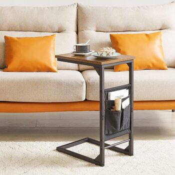 Set Of Two C Shaped End Side Table With Fabric Bag, 7 of 10