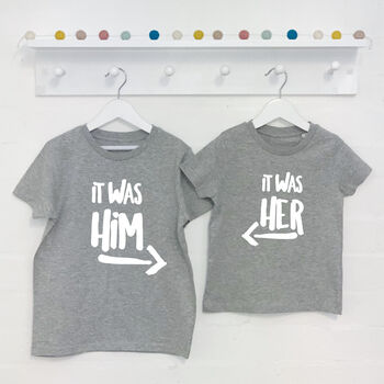 It Was Him/Her! Sibling Rivalry Babygrow And Tee Set, 3 of 8