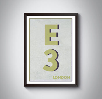 E3 Tower Hamlets, Newham London Postcode Print, 8 of 10