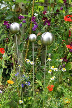 Set Of Three Stainless Steel Silver Garden Ornaments, 5 of 6