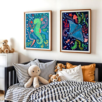 Stingray Sea Animal Colourful Nursery Print, 5 of 11