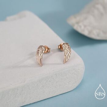 Sterling Silver Angel Wings Stud Earrings, 6 of 12