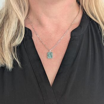 The Rectangle Emerald Necklace, Silver, 2 of 9