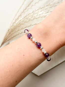 Amethyst And Rose Quartz Crystal Beaded Bracelet, 5 of 6