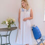 White Cotton Nightdress With Blue Embroidery, thumbnail 4 of 6