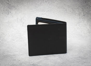 Men's Black Leather Wallet Bifold Rfid Safe, 5 of 10