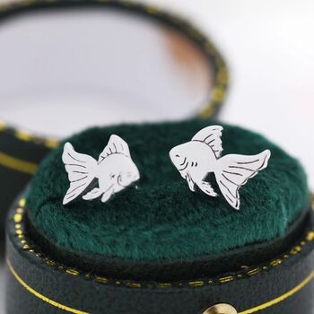 Fish Goldfish Stud Earrings In Sterling Silver, 7 of 11