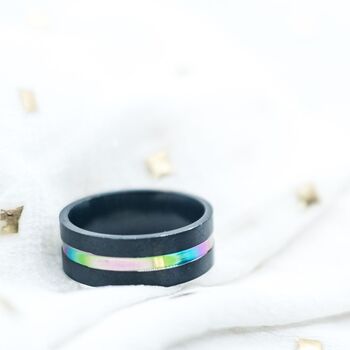 8mm Stainless Steel Unicorn Rainbow Band Male Ring, 2 of 6