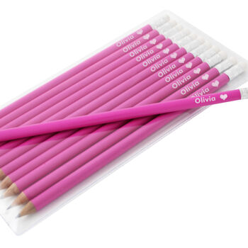 Personalised Pink Pencils With Heart Motif, 2 of 2