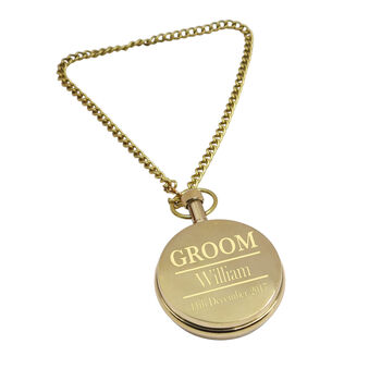 Custom Groomsmen Pocket Watch With Wood And Leather Presentation Case, 6 of 12