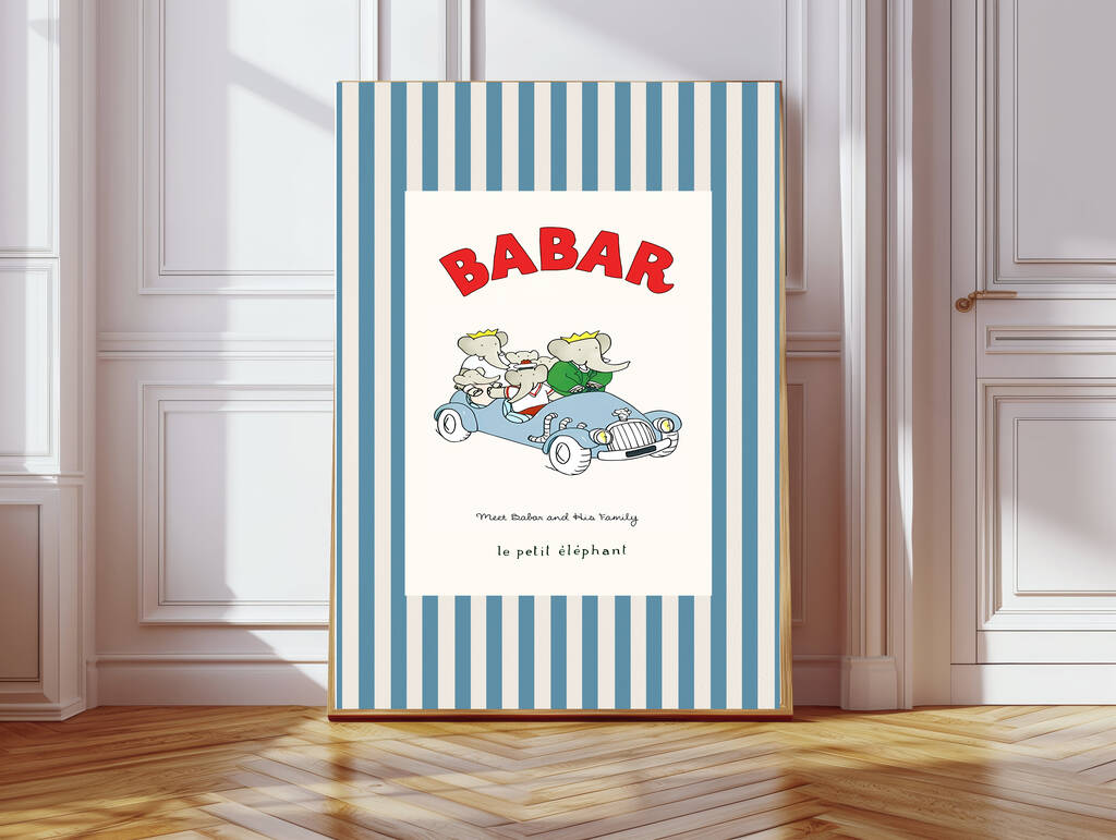 Babar Car Nursery Art Print, 1 of 4