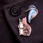 Inky Hare Eco Wooden Pin Brooch, thumbnail 6 of 6