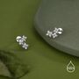 Opal Colour Cz Hydrangea Bouquet 16 G Flat Back Earrings In Sterling Silver, thumbnail 6 of 11