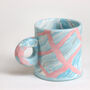 Handmade Japanese Ceramic Marble Mug Aqua X Pink, thumbnail 1 of 7