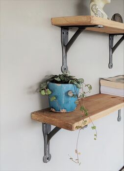 Reclaimed Wooden Shelf With Penny End Metal Brackets, 4 of 6