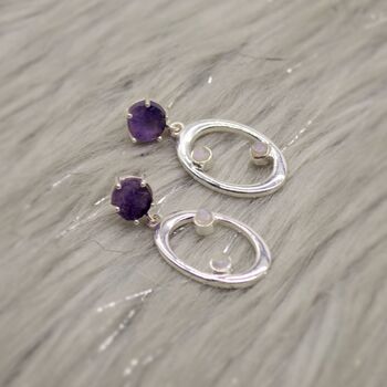 Amethyst, Moonstone Silver Earrings, 5 of 9