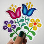 Rainbow Scandi Folk Art Style Flower Vinyl Stickers, thumbnail 4 of 5