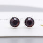 Sterling Silver January Garnet Birthstone Stud Earrings, thumbnail 3 of 6