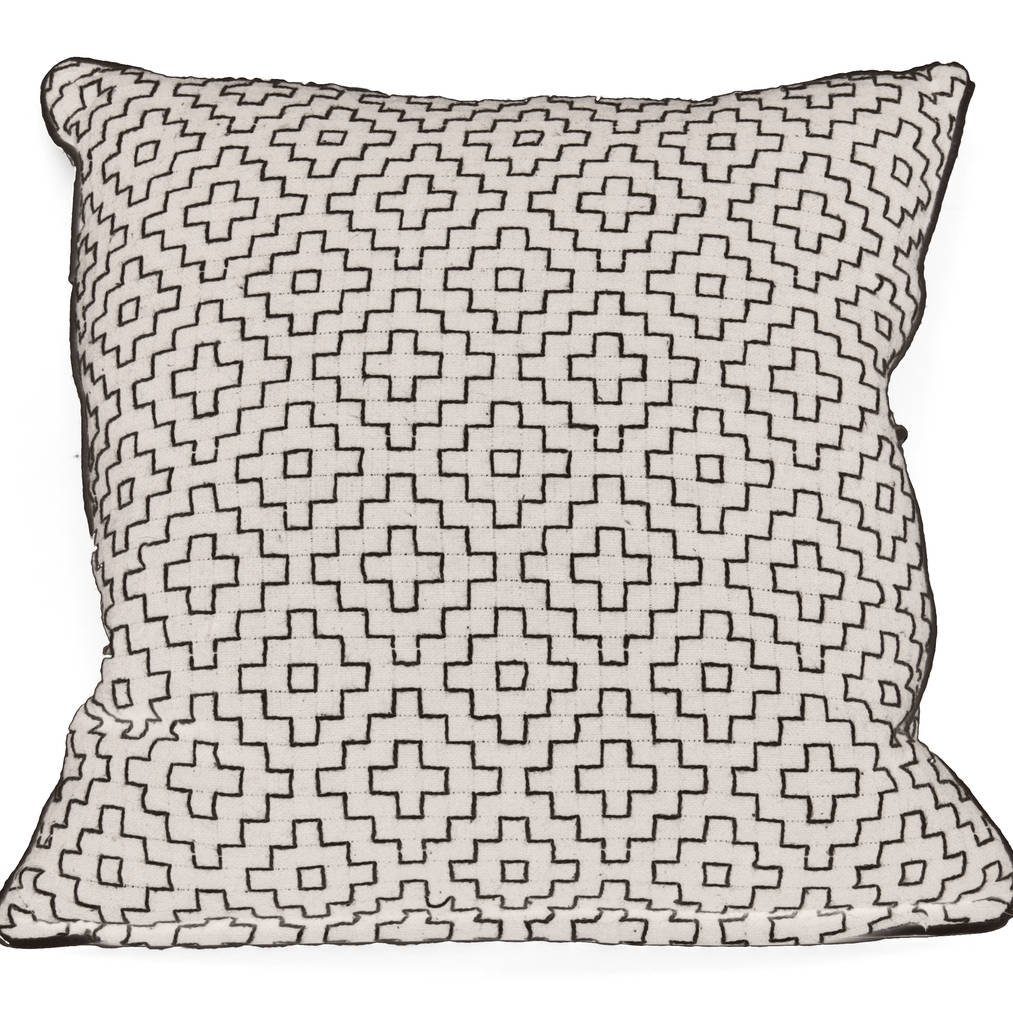 monochrome geometric pattern cushion by iamia