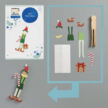 Christmas Party Bag With Angel And Elf Peg Doll Kits, 3 of 10