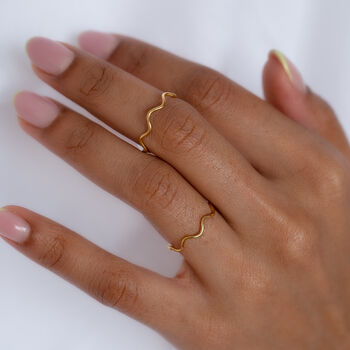 Gold Plated Ripple Wave Ring Non Tarnish, 5 of 9