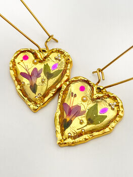 Heart Necklace With Mini Lilies And Crystals, 7 of 13