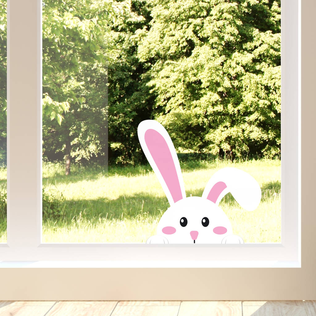 Easter Peeking Rabbit Window Sticker, 1 of 3