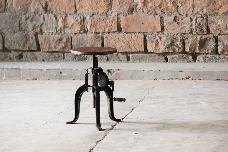 Hyatt Fulton Industrial Height Adjustable Jack Stool By Little Tree
