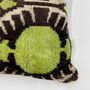 Square Ikat Velvet Cushion Green Pomegranate, thumbnail 3 of 7