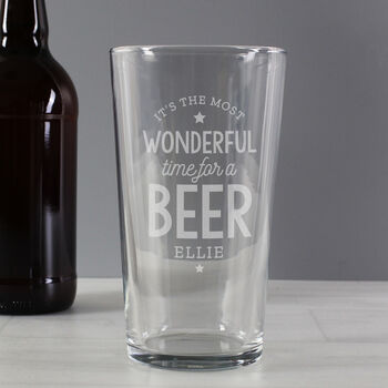 Personalised Wonderful Time For A Beer Pint Glass Gift Boxed – Funny Christmas Gift Idea, 3 of 4