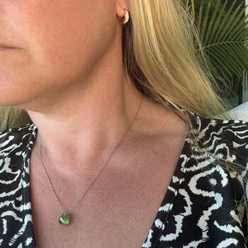 Peridot Teardrop August Birthstone Necklace, Silver, 4 of 7