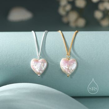 Sterling Silver Heart Baroque Pearl Pendant Necklace, 6 of 12