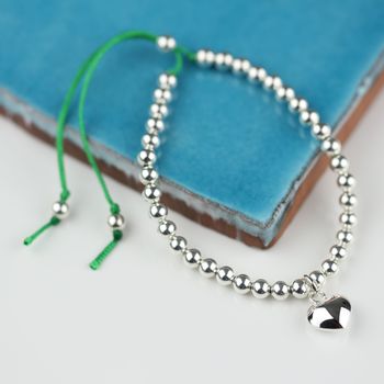 Silver Heart And Bead Friendship Bracelet, 2 of 7