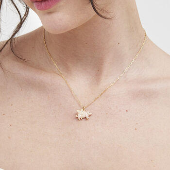 Gold Flying Pig Enamel Necklace, 2 of 8