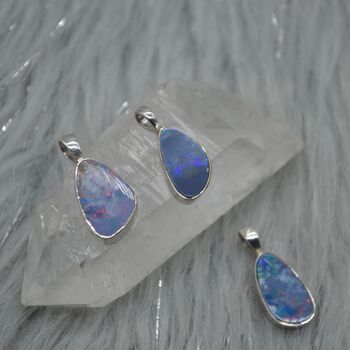 Blue Opal Pendant: Sterling Silver, Teardrop, 7 of 8