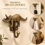 Vintage Brass Rhinoceros Wall Hooks Set Of Two, thumbnail 7 of 9
