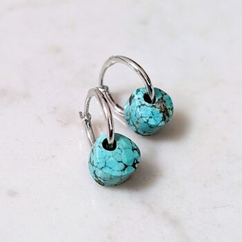 Turquoise Teardrop December Birthstone Earrings, Silver, 2 of 4