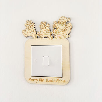 Personalised Sleigh Design Wooden Light Switch Surround Childrens Bedroom Decor, 4 of 5
