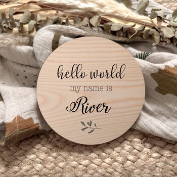 Personalised Baby Name Photo Prop Plaque | Wooden Newborn Announcement Sign, 5 of 8